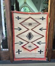 Antique Vtg Old Navajo Native American Transitional Rug Blanket Cross Pattern picture