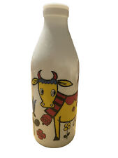 Vintage Egizia White Glass Cow Milk Bottle Retro Farmhouse Table Water Bottle picture