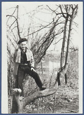 Handsome Boy Standing on a Tree, Soviet Vintage Photo USSR picture