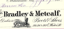 1885 MILWAUKEE WISCONSIN BRADLEY & METCALF BOOTS & SHOES BILLHEAD INVOICE Z5491 picture