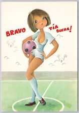 Cartoon Woman, Sports, Spanish Vintage Postcard, Soccer picture