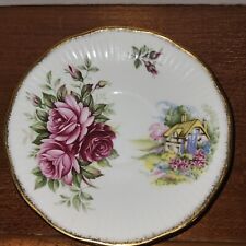 Vintage Rosina-Queens Fine Bone China Roses & Countey Cottage Saucer 5 1/4