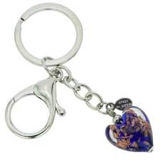 GlassOfVenice Murano Glass Heart Keychain - Blue Sparkles picture