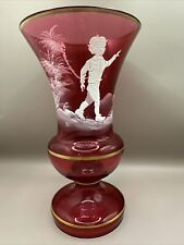 Antique Mary Gregory Victorian Glass Cranberry Vase picture
