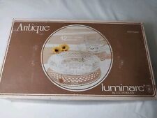 VTG JG Durand Luminarc Antique Pattern 12 Piece CRISTAL Snack Set w/Box - VGUC picture