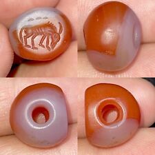 Wonderful Ancient Near Eastern Natural Carnelian Intaglio Seal Stone Stamp Bead picture