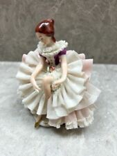 Very Old, *RARE* GERMANY DRESDEN LACE FIGURINE,  Risque Lady, 3 I/2