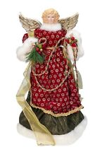 16” Angel Tree Topper Christmas Figurine Red Green Robe picture