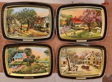 Currier and Ives Tin Trays American Homestead Seasons 1868 (Lot Of 4) picture