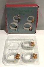 Vintage 1995 Set of 3 Porcelain Napkin Rings Bear Christmas in original box  picture