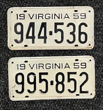 1959 VIRGINIA license plates – SUPERB ALL ORIGINAL vintage antique auto tags picture