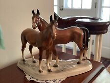 Antique Germany Hertwig Porcelain Factory Katzhütte Pair Horses Figurine 9.5”x7” picture