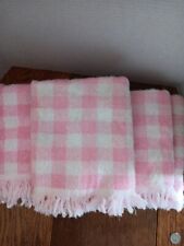 LOT 3 VINTAGE CANNON SHABBY CHIC PINK CHECK BATH TOWELS picture