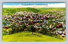 Clarksburg WV-West Virginia, Aerial Of Town Pinnicinick Hill, Vintage Postcard picture