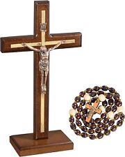 Handmade Crucifix - Standing Catholic Table Wood Cross with Detachable Stand picture