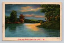 Postcard Greetings from Port Deposit Maryland MD, Vintage Linen M9 picture