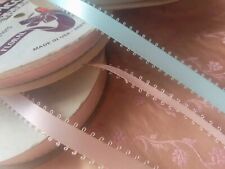 3 Vintage Ribbon Trim Picoted  Satin Lot Tiny Pink Blue 12 Yds Lot Wedding  picture