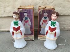 Vintage PAIR EMPIRE CHRISTMAS HOLIDAY BLOW MOLDS 30” Choir Boy and Girl w/ Boxes picture