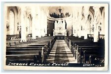 c1910's Interior Catholic Church Oneill Nebraska NE Antique RPPC Photo Postcard picture