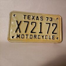 1973 TX TEXAS Motorcycle License Plate X72172 Black  NOS Harley Bike cycle 73 picture