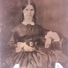 Small Antique Tintype Photo of Very Beautiful Young Woman High Fashion picture