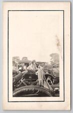 RPPC Gathering Antique Cars Automobiles People c1915 Real Photo Postcard T23 picture