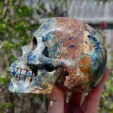 5in HUGE Azurite Malachite Matrix Carved Crystal Skull 2.8lb picture