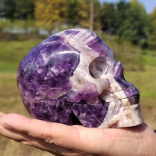 2.55LB Natural Dream Amethyst Skull Carved Quartz Crystal Skull Healing Gift picture
