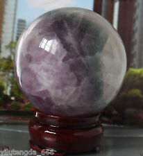 60MM + Stand Glow In The Dark Natural Purple Fluorite Magic Crystal Healing Ball picture
