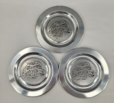 3-Pewtarex Metalware Plates 7.25 in Sand Cast Hand Made in Pennsylvania Pewter picture