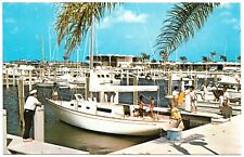 St PetersburgYacht Basin Florida FL Boat Dock People Children Vintage Postcard picture