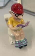 Vintage Old Man Sitting On Toilet Salt And Pepper Shakers Set  picture
