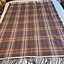 Vintage Pendleton Plaid Blanket w/ Fringe 100%  Virgin Wool Made in USA 66x50 picture