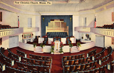 Florida FL Miami First Christian Church Postcard Old Vintage Card View Standard picture