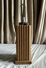 Paul Frankl Style Mid Century Modern Reeded Fluted Square Column Cork Table Lamp picture