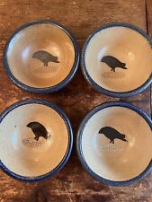 Vintage Monroe Salt Works MSW Pottery Crow On Corn Cereal Soup Bowls Set of 4 picture