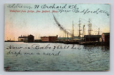 New Bedford MA Waterfront from Bridge Bristol County Massachusetts Postcard 1909 picture