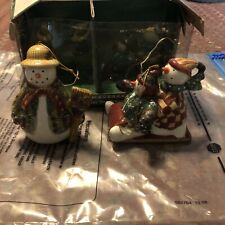 Debbie Mumm Snowmen With Box Christmas Tree Ornaments 4” Tall picture