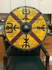 Antique Warrior Round Shaped Wooden Viking Round Armor Shield Replica Gift Item picture