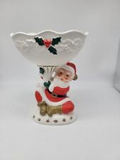 Vintage Napcoware Santa Claus and Holly Compote Bowl Made in Japan 6