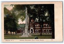 c1905s Soldiers Monument Court House Square Delhi New York NY Unposted Postcard picture