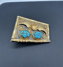 E King Navajo Sterling Silver 925 & Morenci Turquoise Bolo Tie Vintage picture