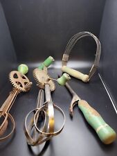 4 Vintage Farmhouse  Old Kitchen Utensils With Green Wooden Handles  picture