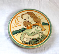 Finland Kupittaan Savi MCM Pottery Trivet/Tea Tile Wall Plaque sheep girl picture