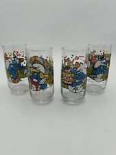 Lot Of 4 Vintage 1982/1983 Smurf Glasses : Smurfette Handy Harmony Baker picture