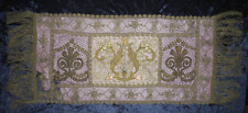OLD ANTIQUE FRENCH HAND EMBROIDERED LACE GOLD SILVER THREAD BROCADE ALTAR CLOTH picture