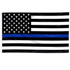 3x5 FT THIN BLUE LINE FLAG POLICE LAW ENFORCEMENT SUPPORT MADE IN THE U.S.A.  picture