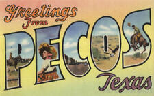 Greetings From Pecos,TX Reeves County Large Letter Texas Johnson News Agency picture