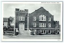 c1940's Methodist Church Exterior Roadside Chandler Oklahoma OK Trees Postcard picture