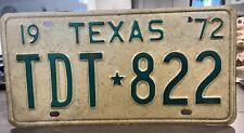 SINGLE TEXAS LICENSE PLATE - 1972 - TDT*822 picture